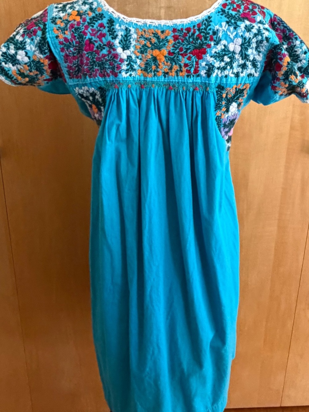Vintage Mexican Oaxacan Embroidered Dress - "Floral Beauty"